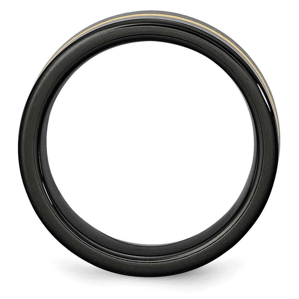 Ceramic Flat Black with 14k Inlay 8mm Polished Band Size - 10.5