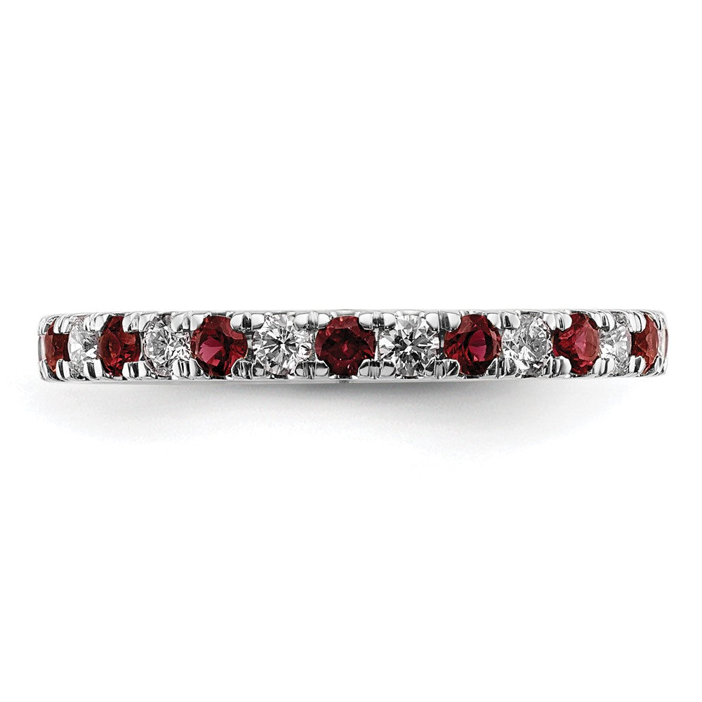 14k White Gold 3/8 carat Lab Grown Diamond VS/SI+ G+ and Lab Created Ruby Size 4.5 Eternity Band