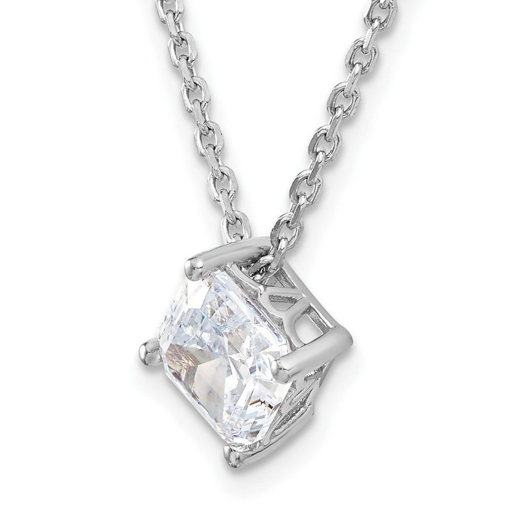 Cheryl M Sterling Silver Rhodium-plated Square Step-Cut CZ 16 Inch Necklace with 2 Inch Extender 16 Inches