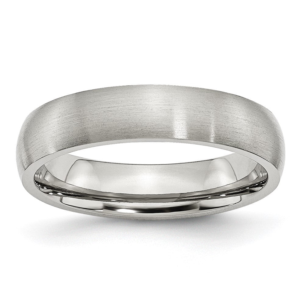 Stainless Steel Brushed 5mm Half Round Band Size - 6.5