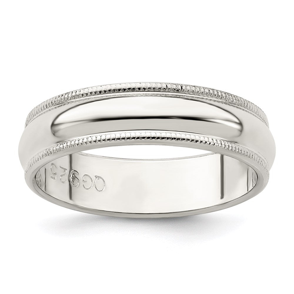 Sterling Silver 5mm Half Round Milgrain Size 9.5 Band
