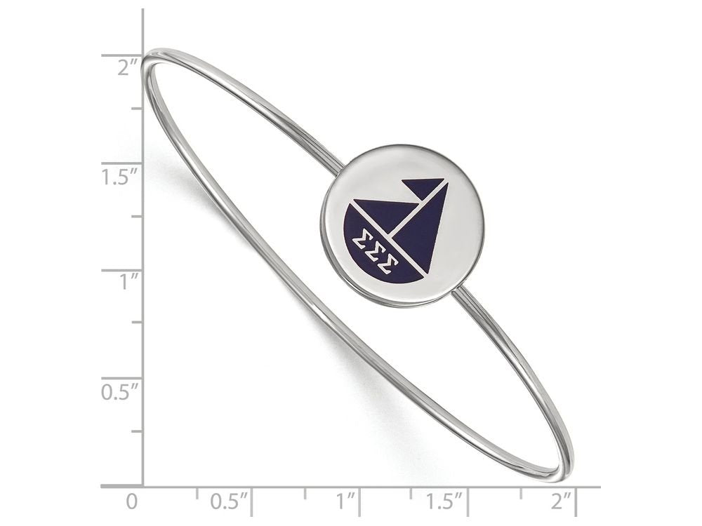 Sterling Silver Official Licensed Greek Sororities 7in Sigma Sigma Sigma (???) Enameled Slip-on Bangle