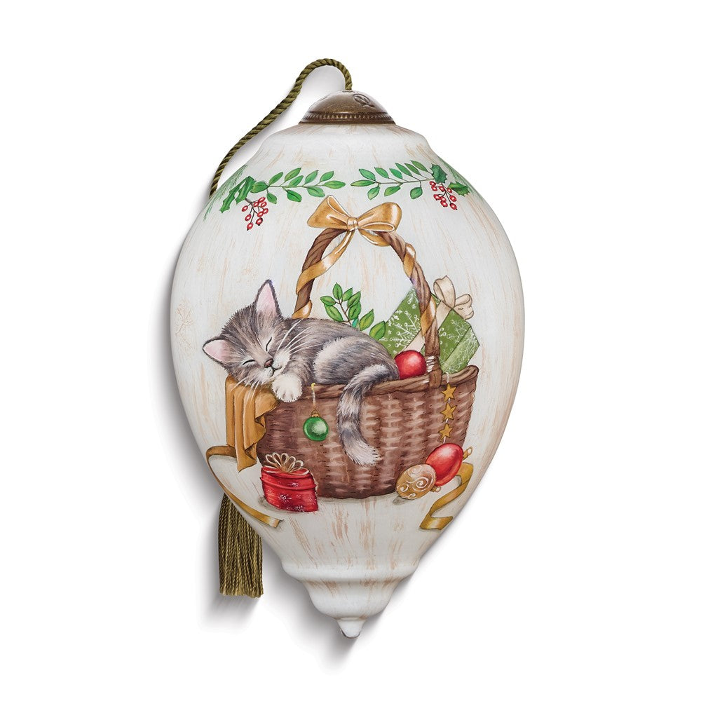 Neqwa Art Wishing You a Cozy Christmas by Sarah Summers Hand-painted Glass Ornament