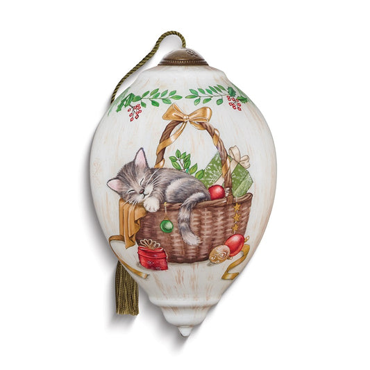 Neqwa Art Wishing You a Cozy Christmas by Sarah Summers Hand-painted Glass Ornament