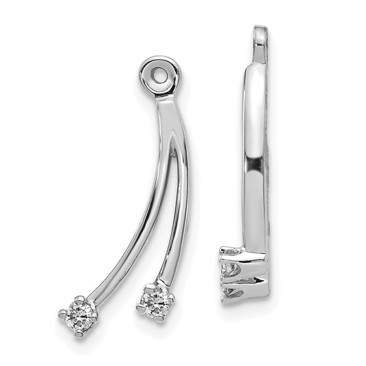 14k White Gold 2 Stone Dangle Diamond Earrings Jacket Mountings