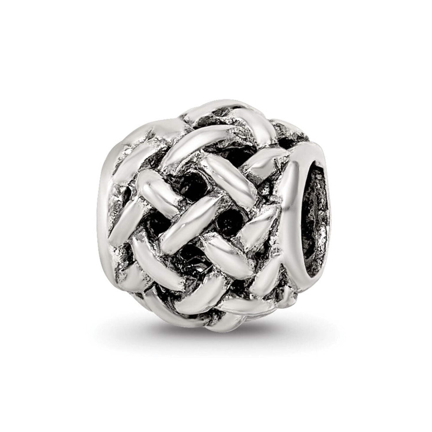 925 Sterling Silver Oxidized Reflections Bali Bead Charm 9.09x8.18mm Wide Pendant Necklace for Women