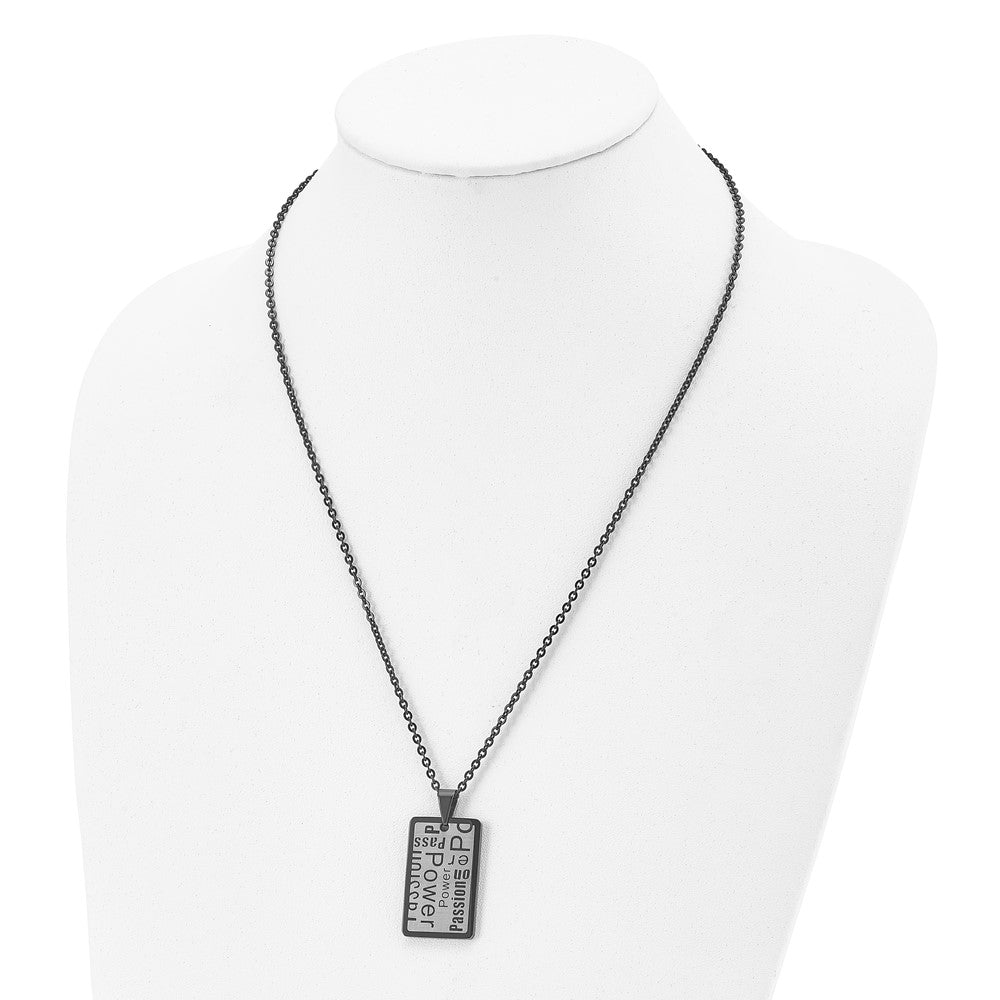 Stainless Steel Brushed and Polished Black IP-plated 22in Necklace