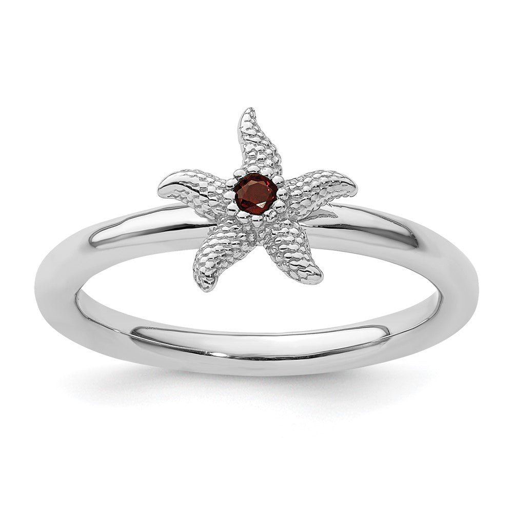 Sterling Silver Stackable Expressions Garnet Starfish Ring Size -9