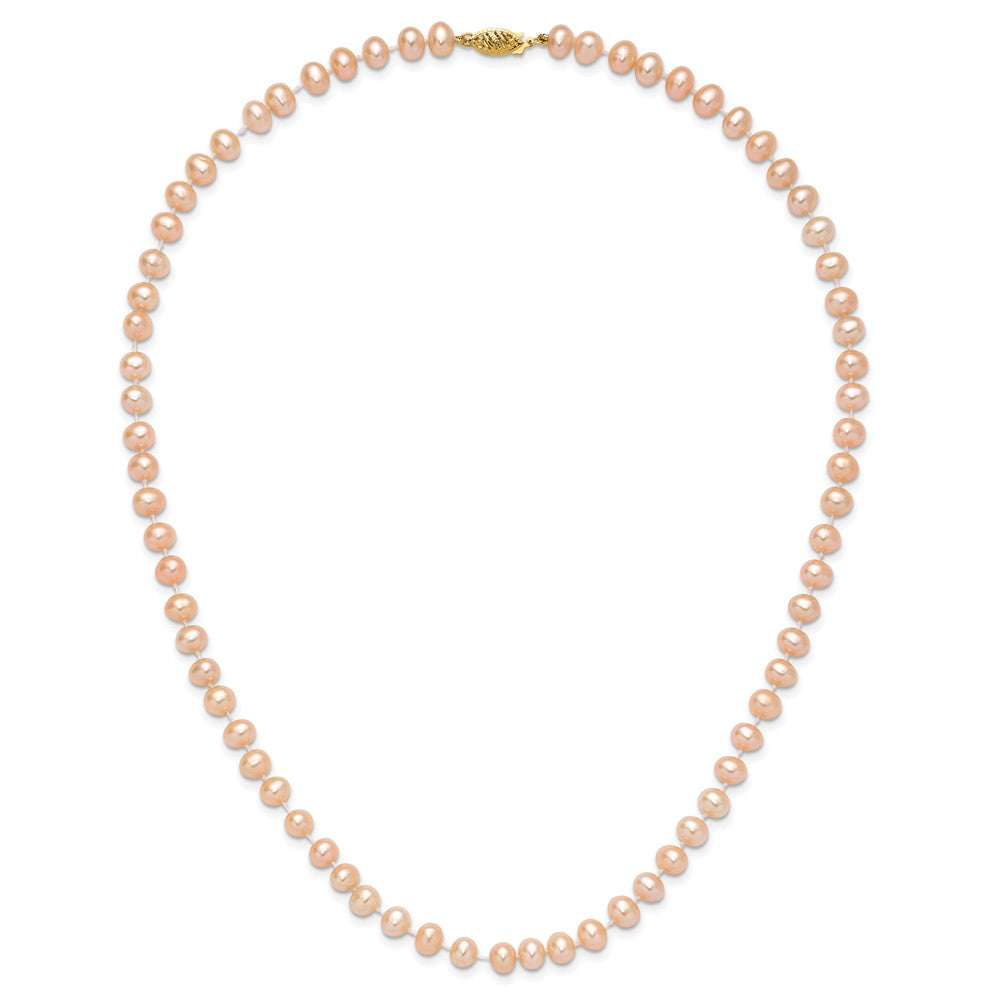 14k 5-6mm Pink Near-Round Freshwater Cultured Pearl 18 inch Necklace