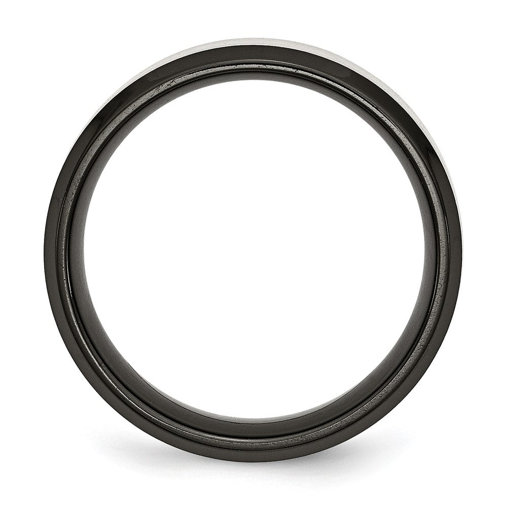 Titanium Brushed Center Black IP-plated 8mm Beveled Edge Band Size - 7