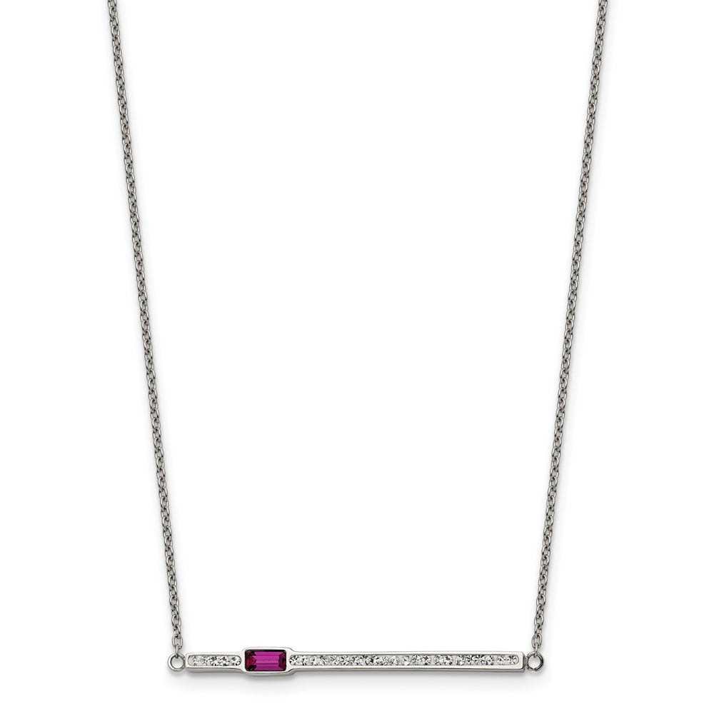 Stainless Steel Polished Preciosa & Red Glass w/2.75in ext. Necklace