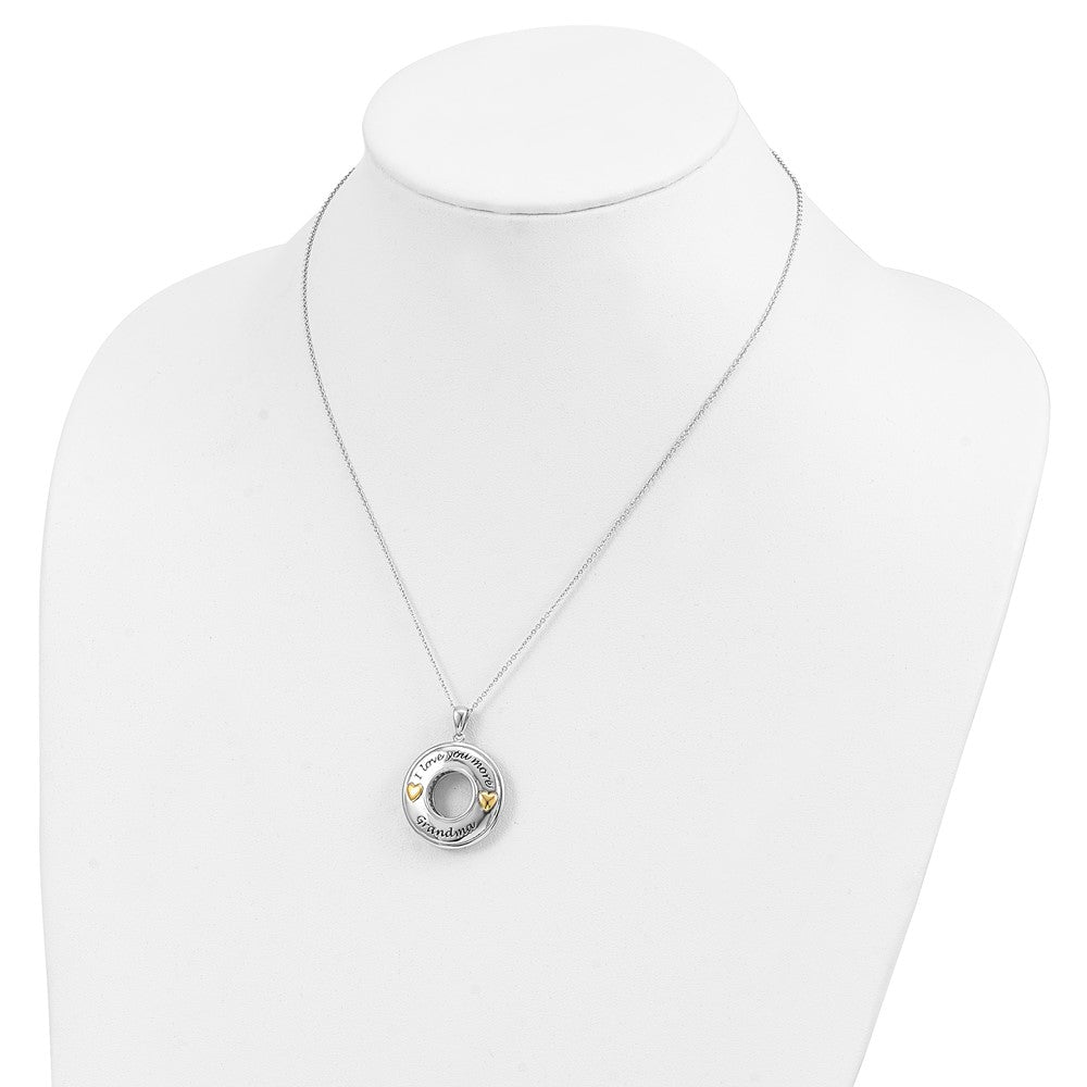 Sentimental Expressions Sterling Silver Gold-plated Antique CZ I Love You More Grandma 18in Necklace 18 Inches