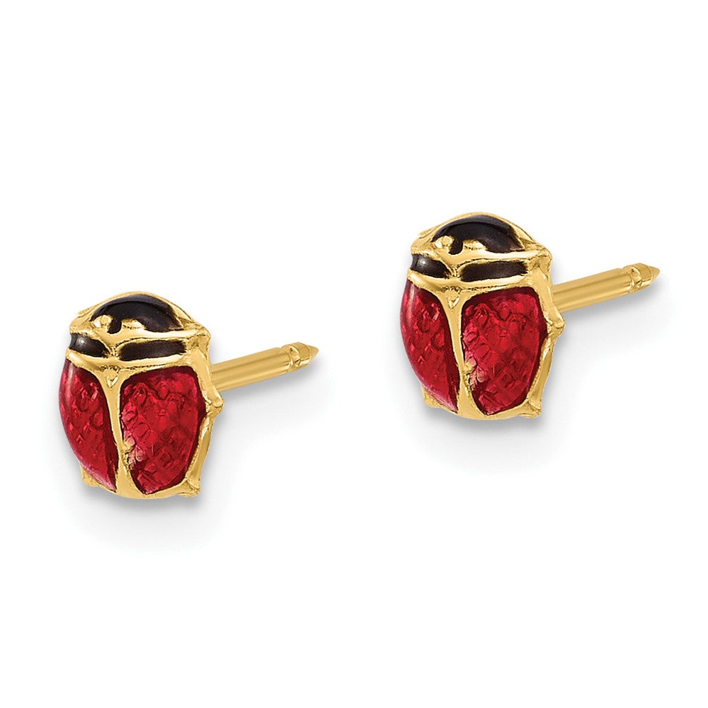 Inverness 14K Polished Red and Black Enameled Ladybug Post Piercing Earrings