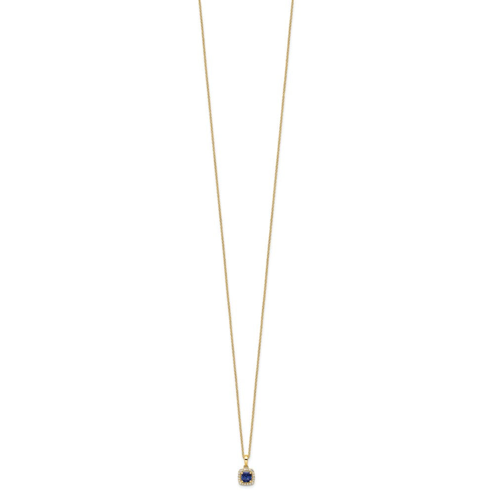 14k 1/10 carat Lab Grown Diamond VS/SI+ G+ and Created Sapphire 18 inch Pendant Necklace