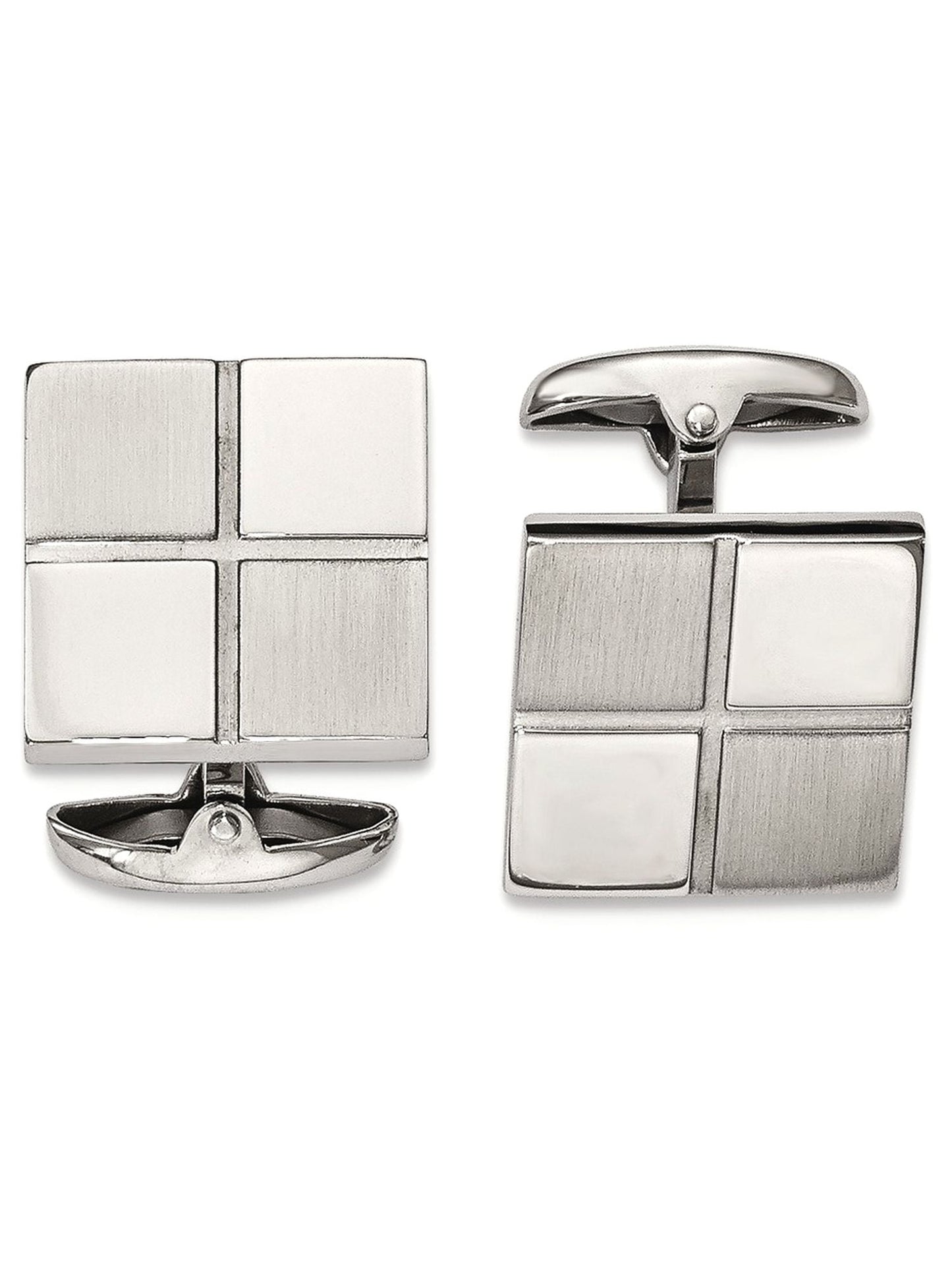 Stainless Steel Brushed and Polished Square Cuff Links