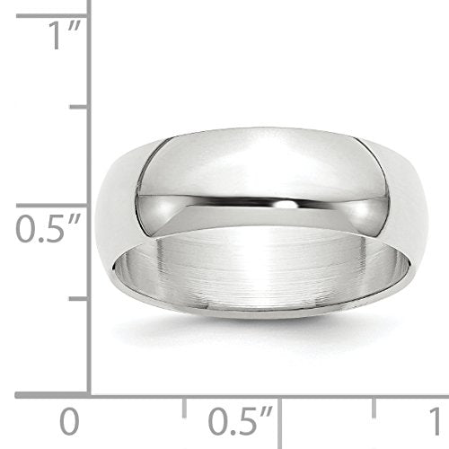 10k White Gold 7mm Half Round Wedding Band Size 10