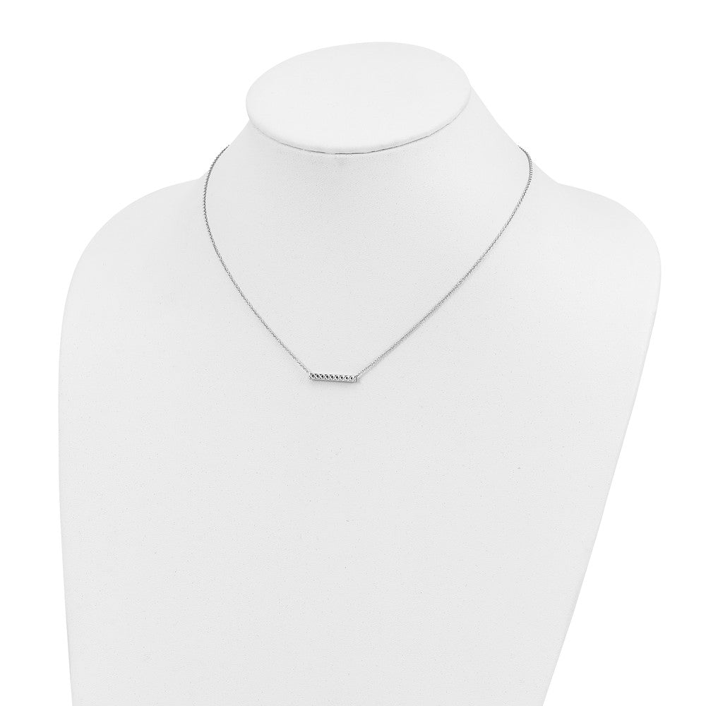 Sterling Silver Polished Diamond Bar Necklace