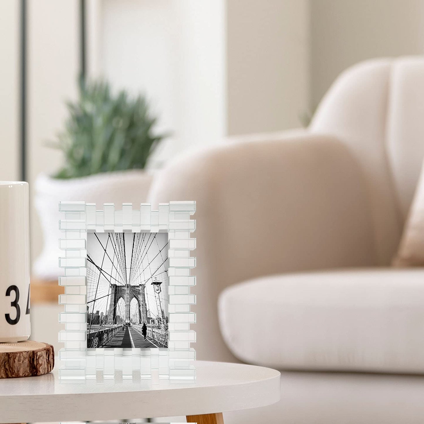 Brick Pattern Crystal Glass 4x6 Photo Frame