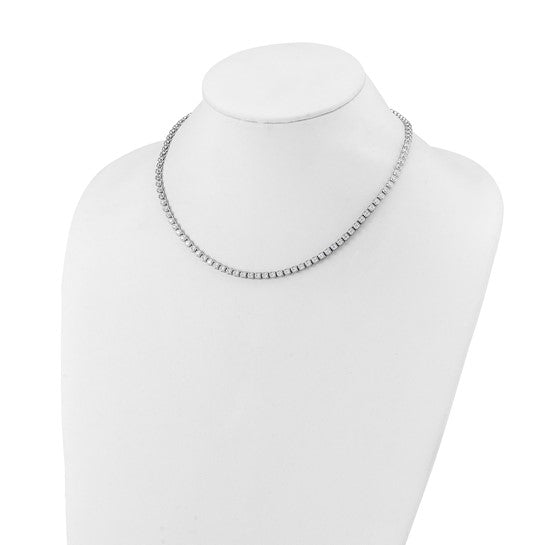 Sterling Shimmer Sterling Silver Rhodium-plated Bezel Set 2.5mm CZ 106 Stone 17 inch Necklace 17 Inches