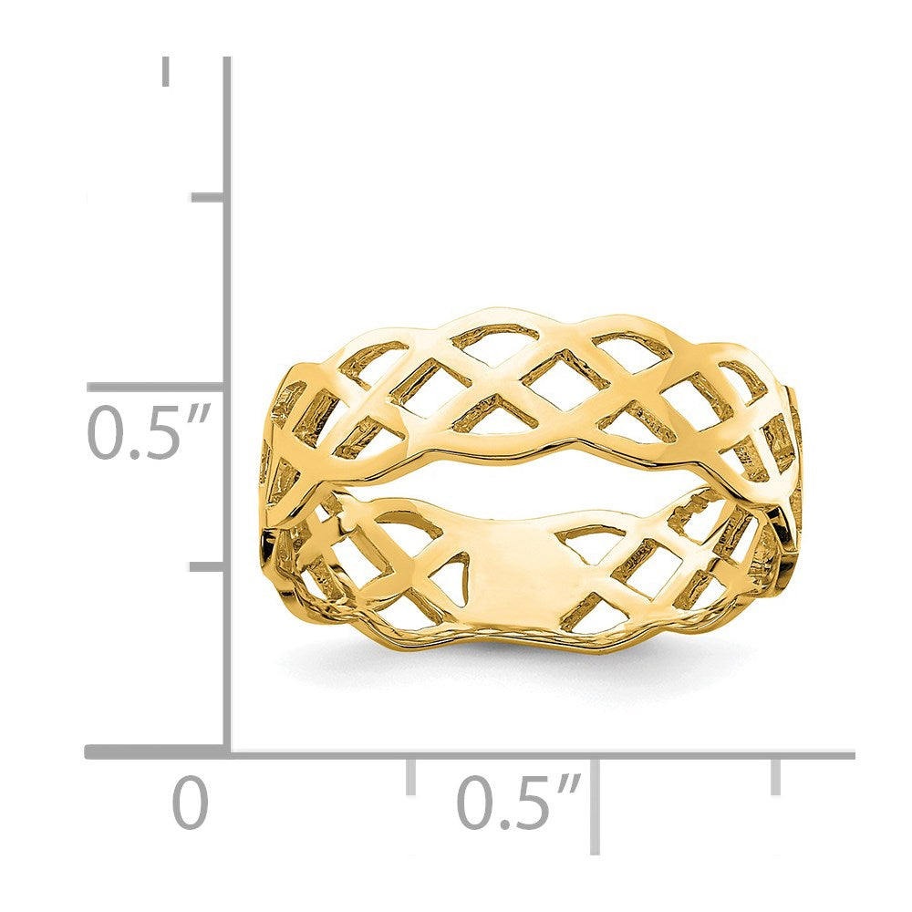 14K Polished Weave Ring Size 7