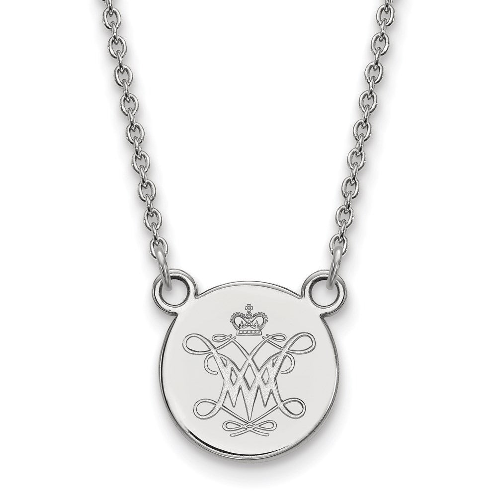 LogoArt Sterling Silver William And Mary Small Disc Pendant Necklace