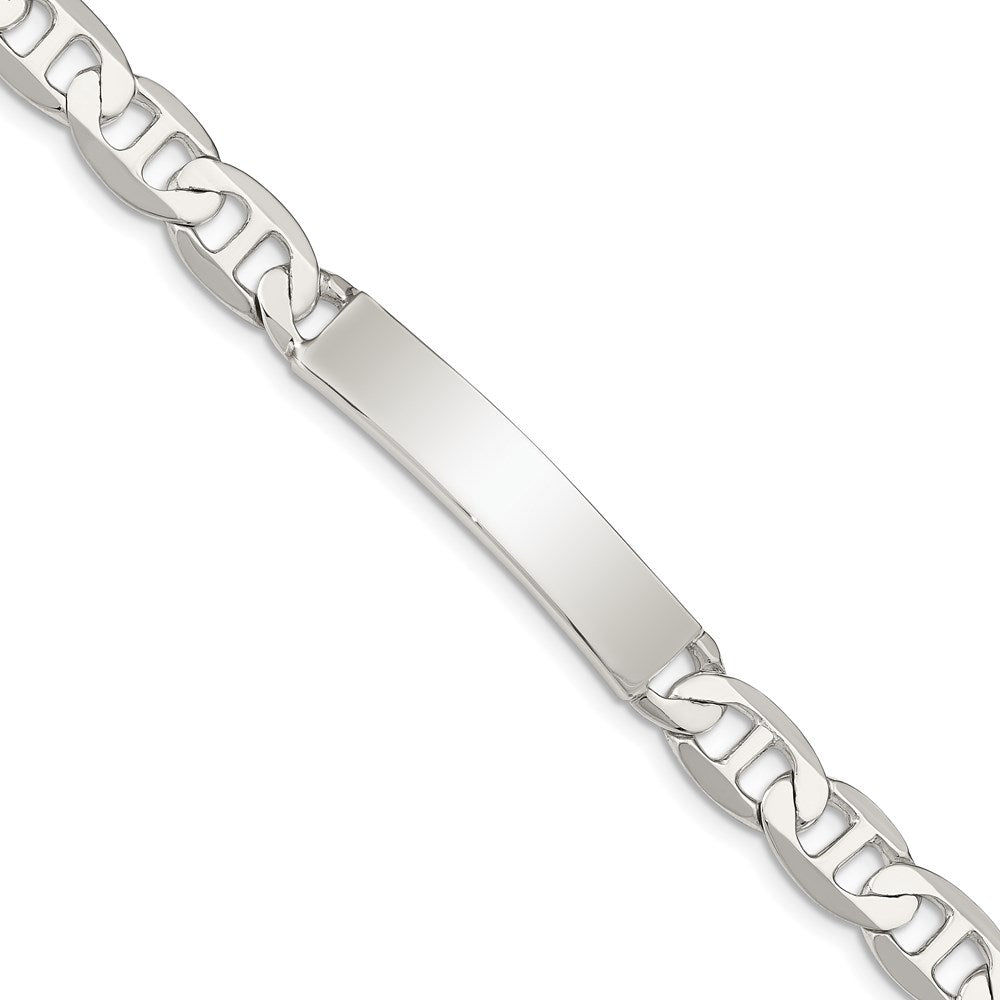 Sterling Silver 8inch Polished Engraveable Anchor Link ID Bracelet 8 inches