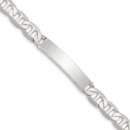 Sterling Silver 8inch Polished Engraveable Anchor Link ID Bracelet 8 inches
