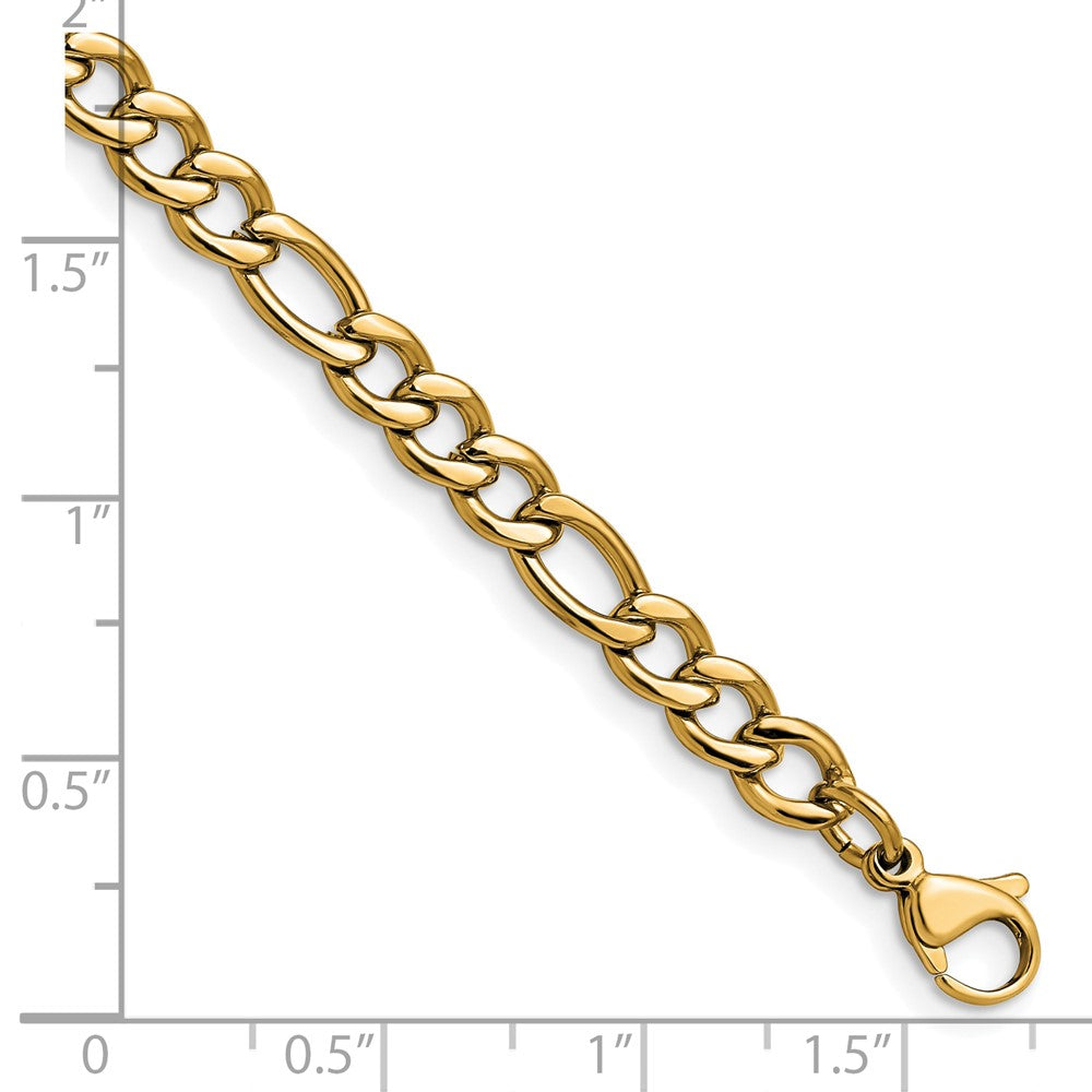 Chisel Stainless Steel Polished Yellow IP-plated 5.3mm 7 inch Figaro Chain 7 inches