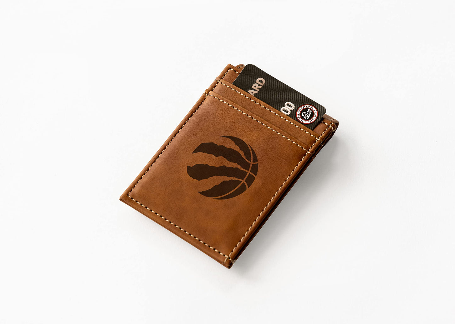 Raptors Laser Engraved Brown Front Pocket Wallet