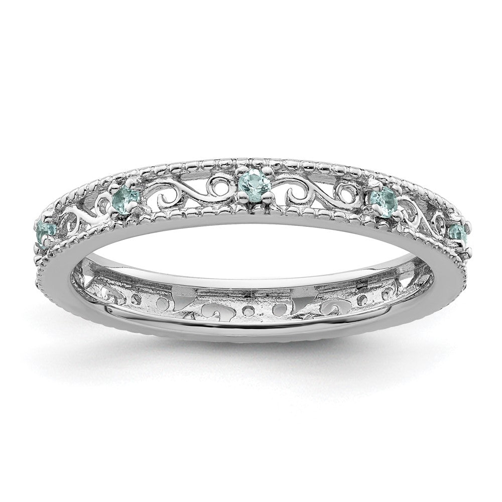 Sterling Silver Stackable Expressions Blue Topaz Ring Size -7
