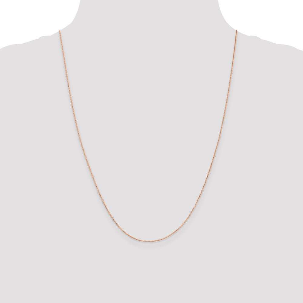 14K Rose Gold .5mm Baby Box with Lobster Clasp Chain