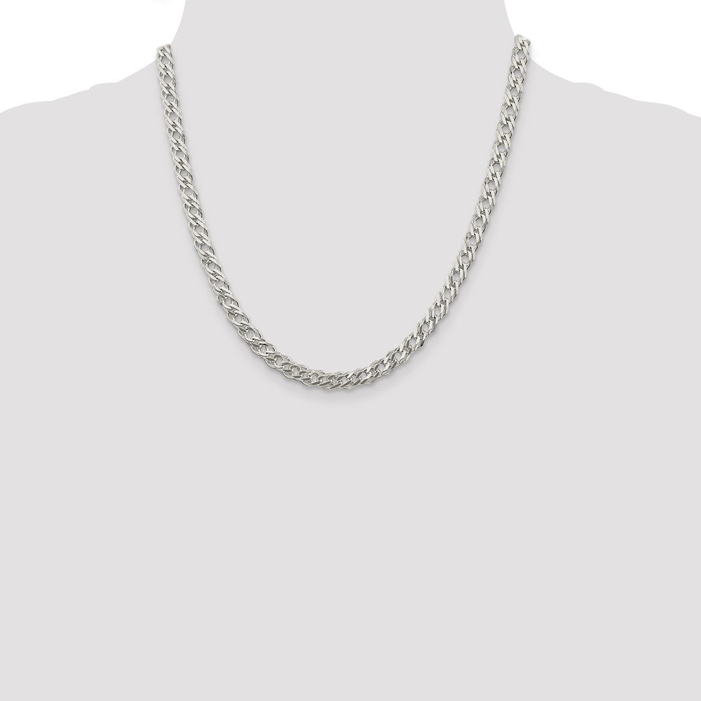 Sterling Silver 5.65mm 6 Side D/C Flat Double Curb Chain 20 Inches