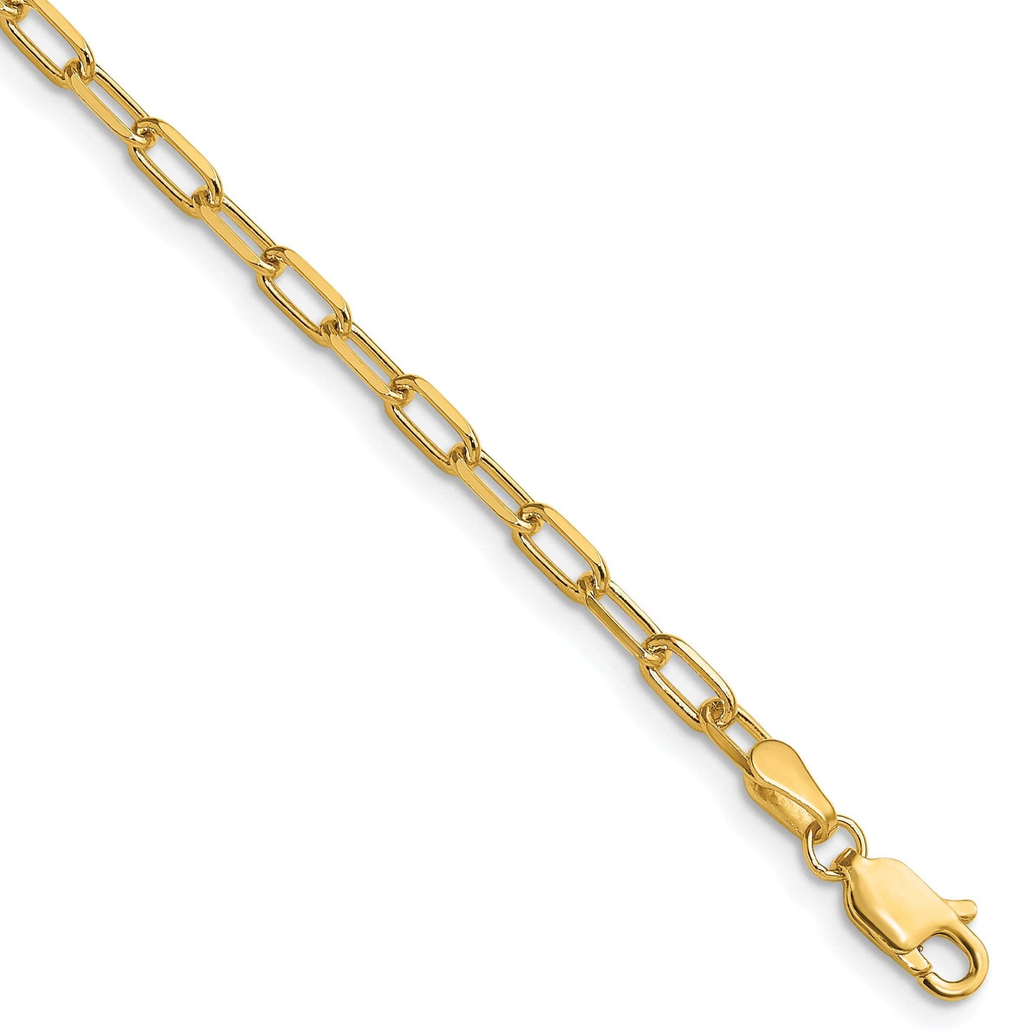 14k 3.0mm Solid Beveled Paperclip Chain