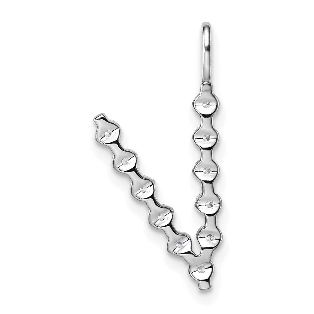True Origin 14k White Gold 3/8 carat Lab Grown Diamond VS DEF Alphabet V Pendant