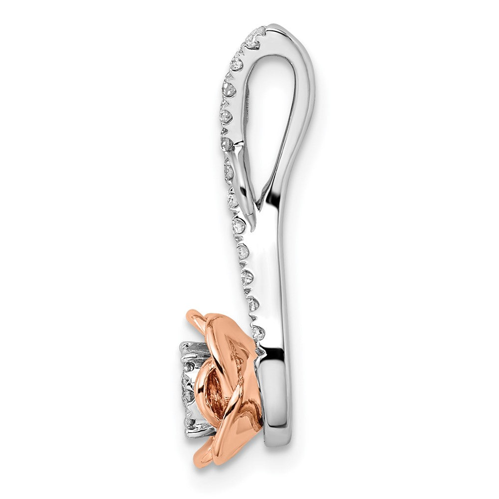 14k Two Tone Rose and White Gold 1/4 carat Lab Grown Diamond VS/SI+ G+ Rose Chain Slide Pendant