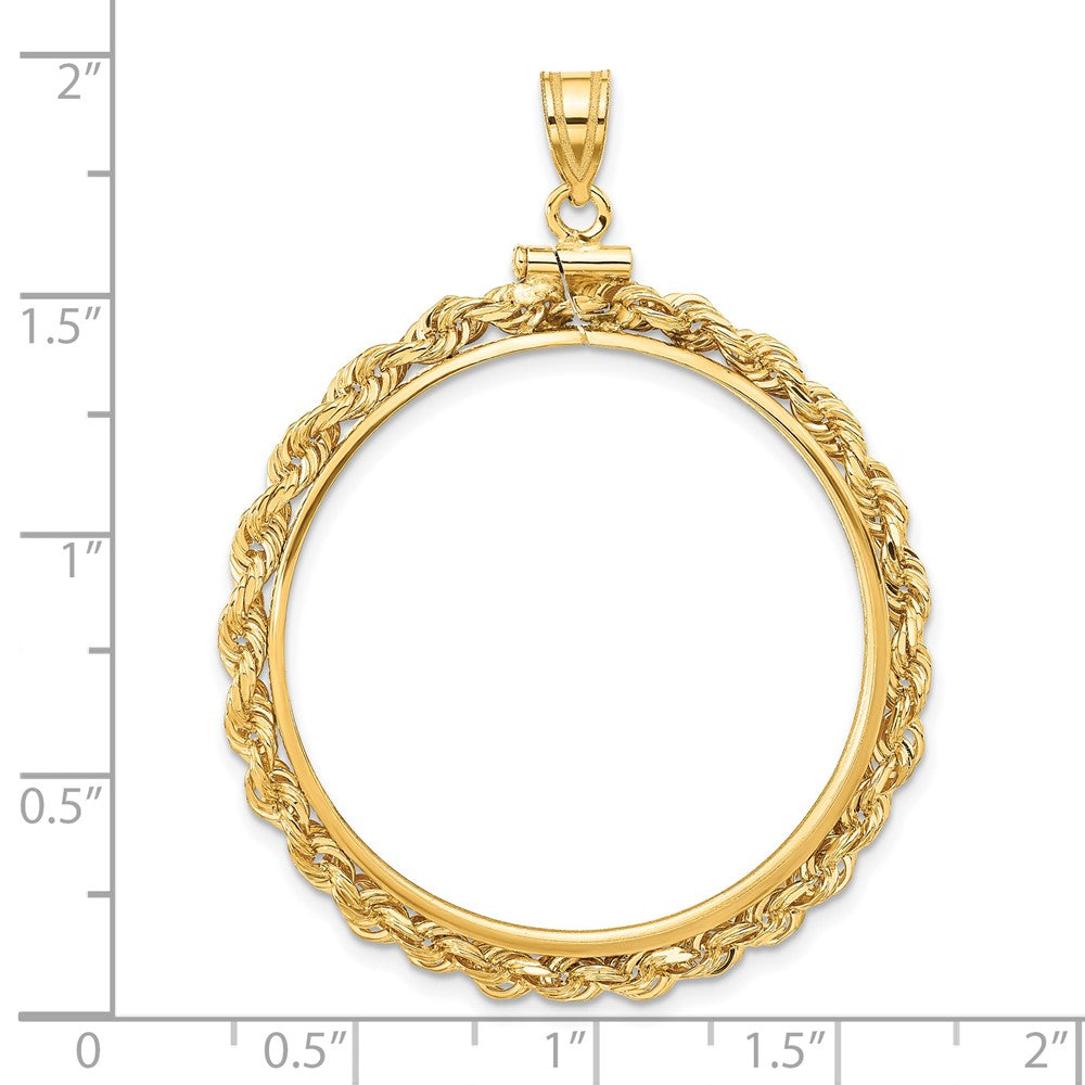 Wideband Distinguished Coin Jewelry 14k Polished Rope 32.7mm x 3.00mm Screw Top Coin Bezel Pendant