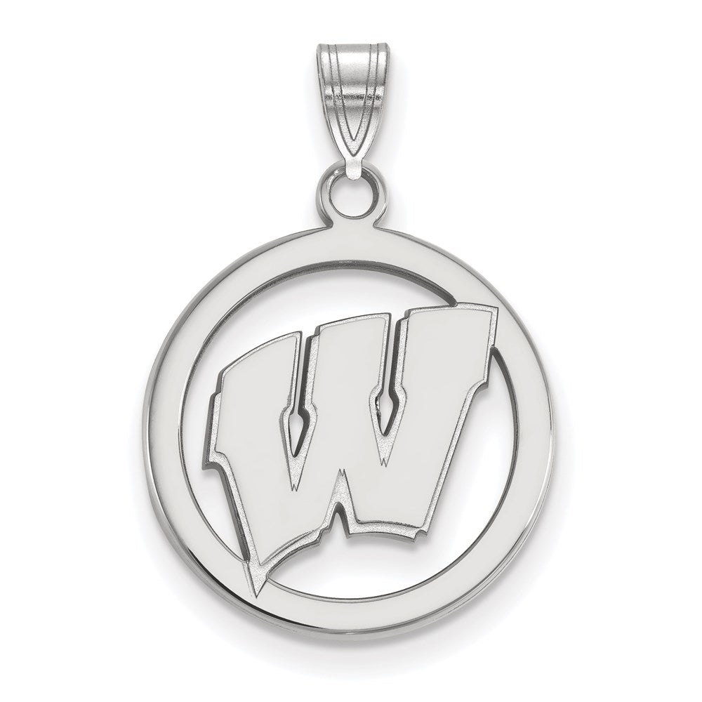 Sterling Silver U. of Wisconsin SM Initial W Circle Pendant