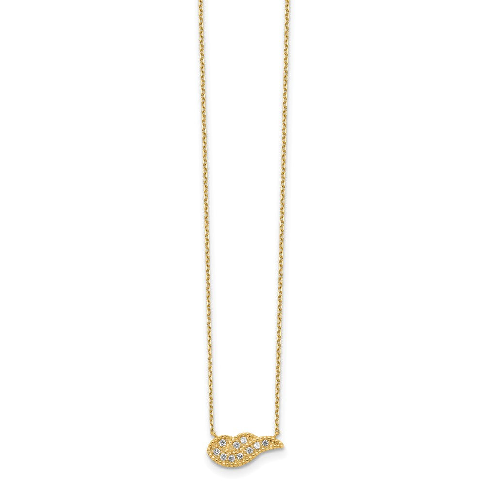 14K Angel Wing CZ with 2IN EXT Necklace