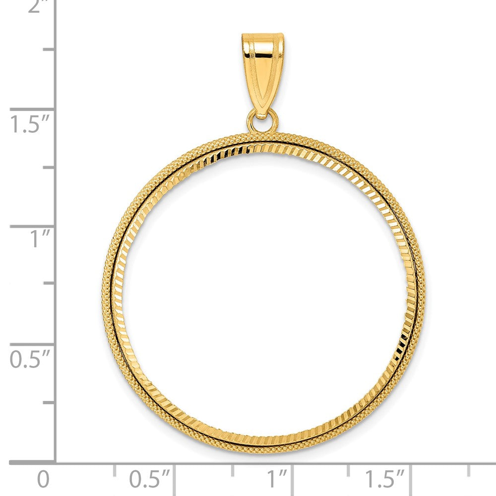 14k Diamond Cut Popcorn with 32.7mm Prong Coin Bezel Pendant