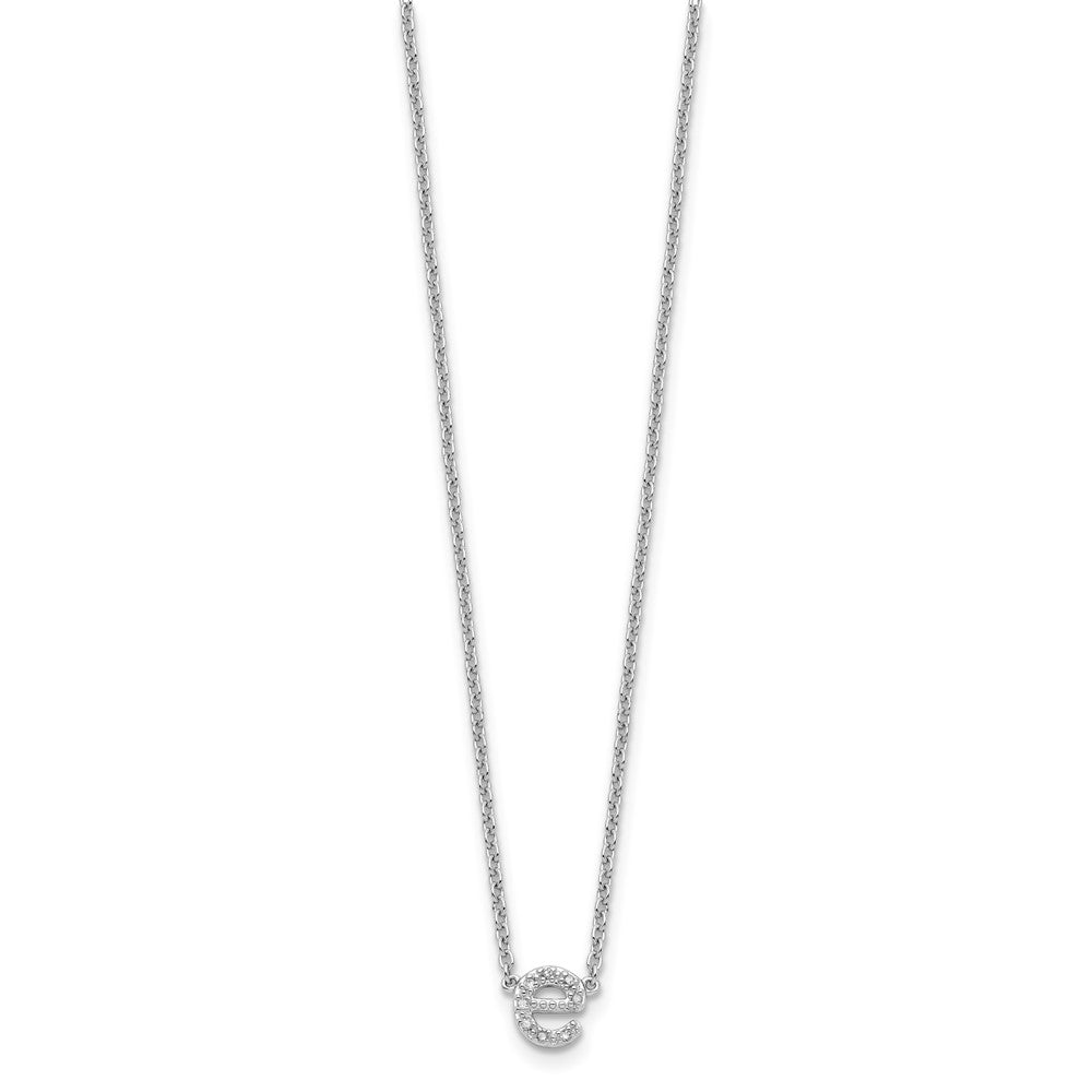 Sterling Silver Polished Diamond Initial e with 16 + 2 in ext Necklace
