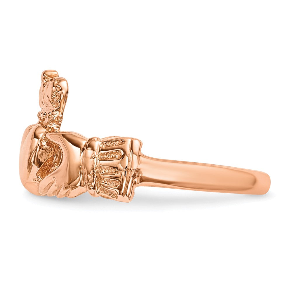 14k Rose Gold Polished Claddagh Ring Size 7