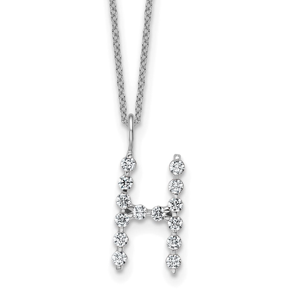 True Origin 14k White Gold 1/2 carat Lab Grown Diamond VS DEF 18 inch Alphabet H Pendant Necklace