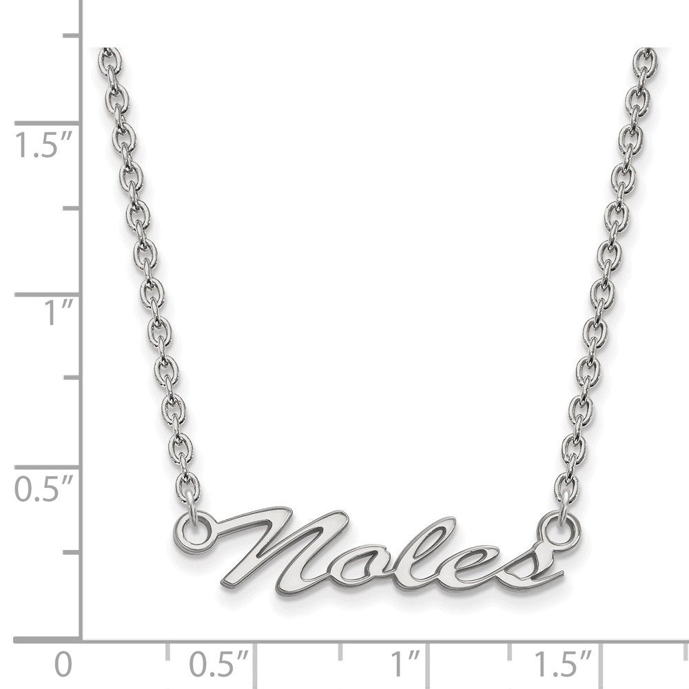 Sterling Silver Rhodium-plated LogoArt Florida State University Noles Script Medium Pendant 18 inch Necklace Q-SS082FSU-18