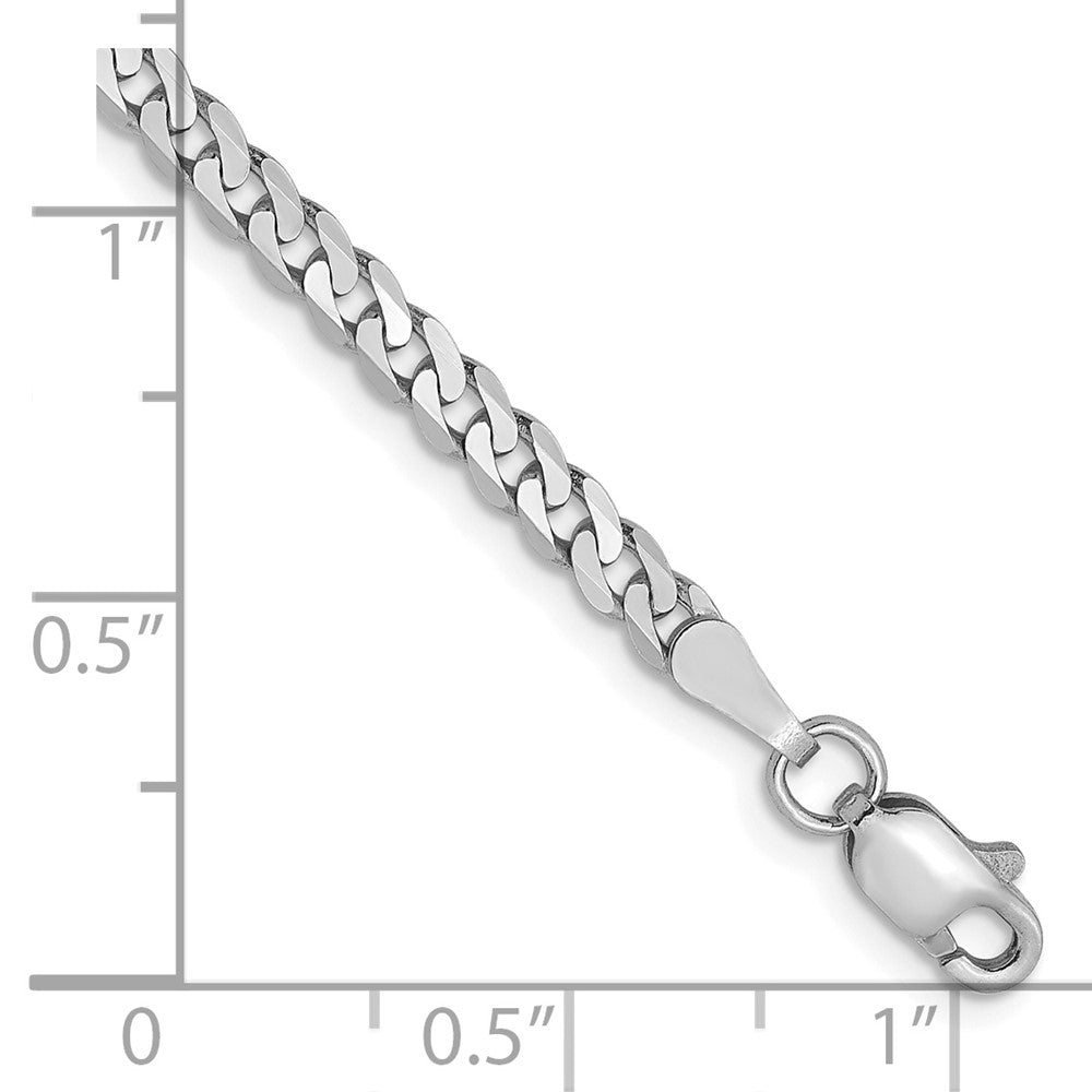 14K White Gold 2.9mm Flat Beveled Curb Chain 8  inches