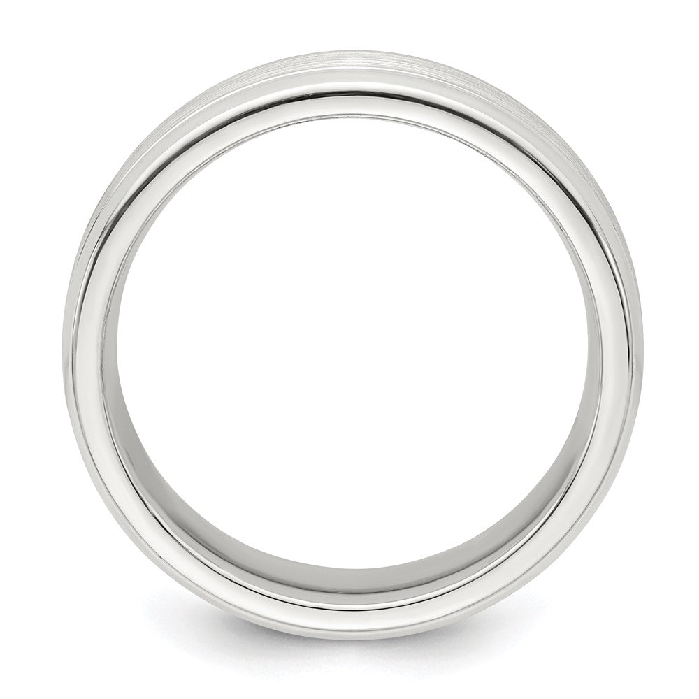 Sterling Silver 6mm Brushed Flat Grooved Beveled Edge Fancy Band Size 10