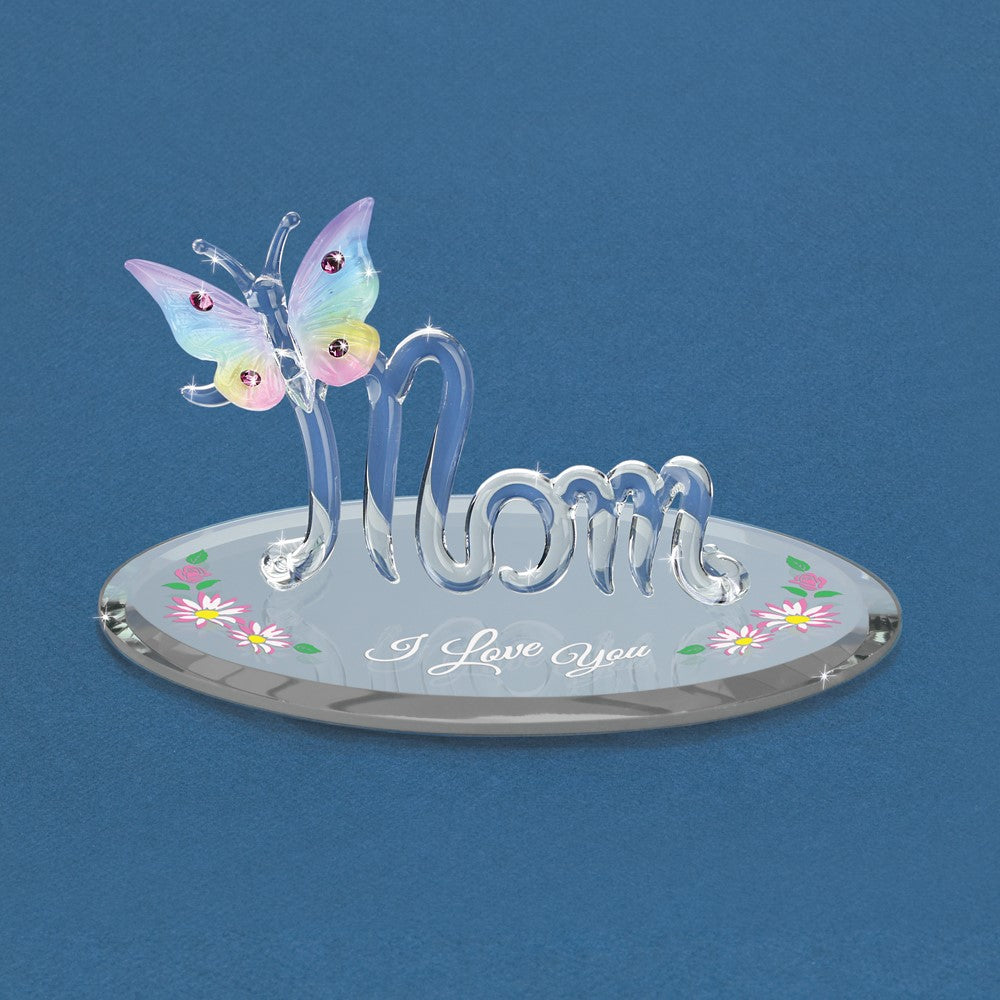 Glass Baron MOM I LOVE YOU with Butterfly Figurine Q-GM21673