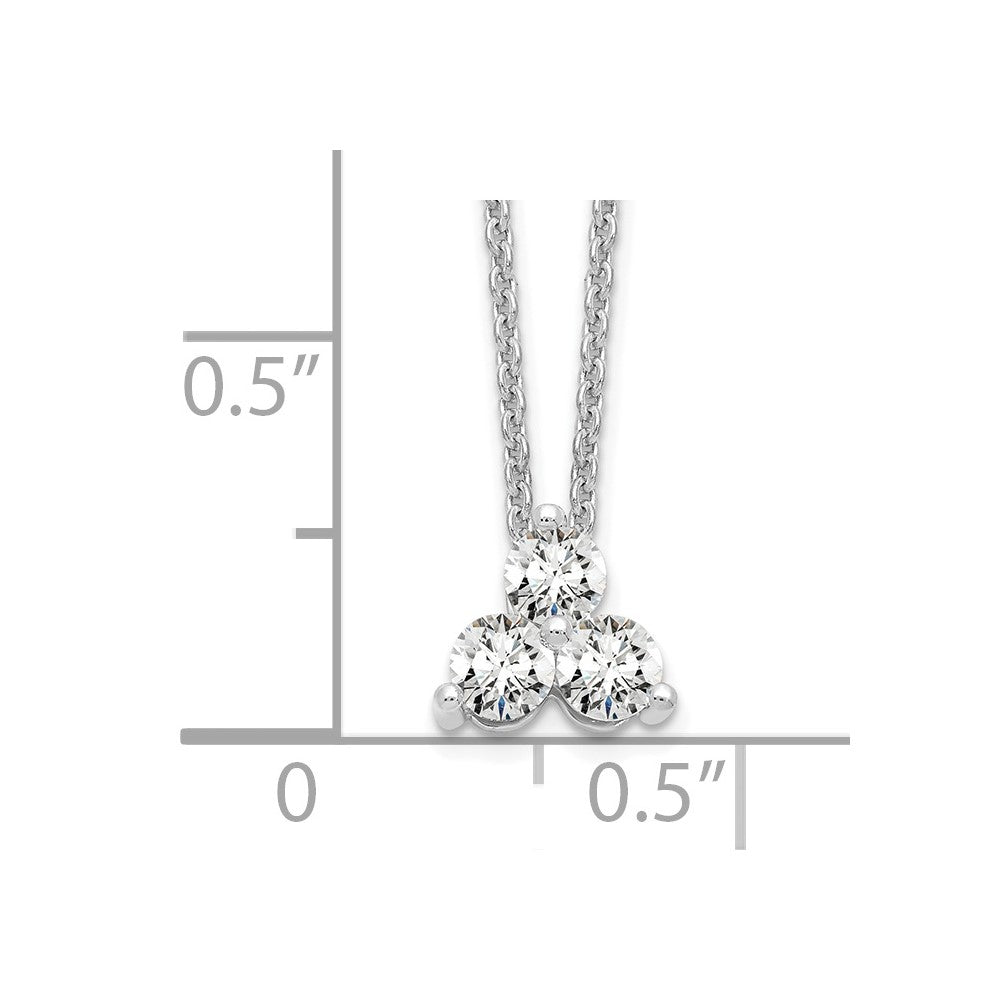 True Origin 14K White Gold 3/8 carat Lab Grown Diamond VS  D E F Three Stone 18 inch Necklace