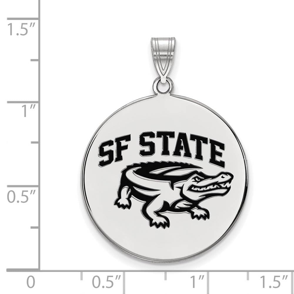 Sterling Silver Official Licensed Collegiate San Francisco State U XL Enamel Disc Pendant