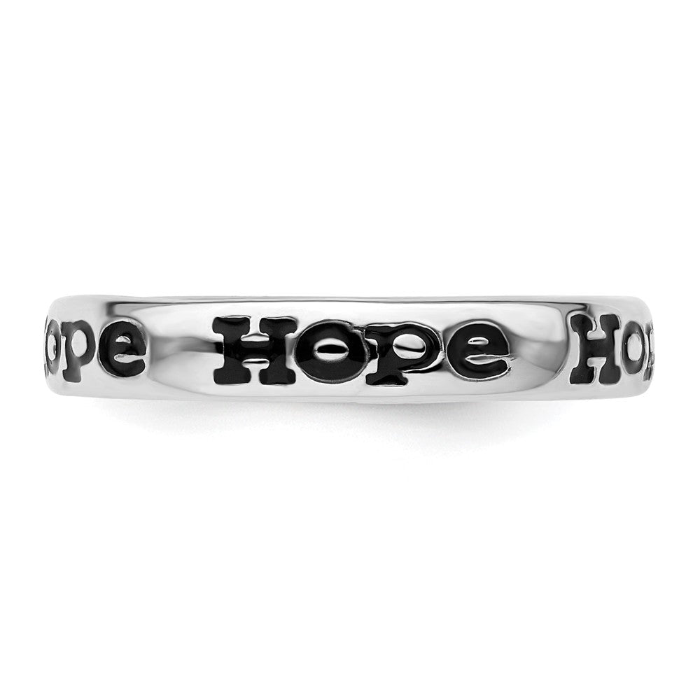 Sterling Silver Stackable Expressions Polished Enameled Hope Ring Size -10