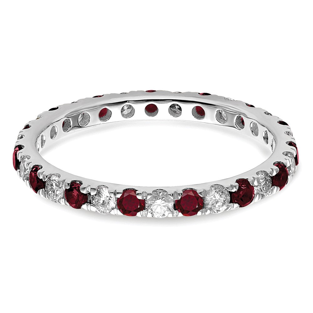 14k White Gold 1/2 carat Lab Grown Diamond VS/SI+ G+ and Lab Created Ruby Size 5.5 Eternity Band